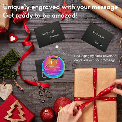 Stainless Luggage Tags for Suitcases 4 Pack: Metal Personalized Luggage Tags for Backpacks & Bags with Customizable Texts (Rainbow)