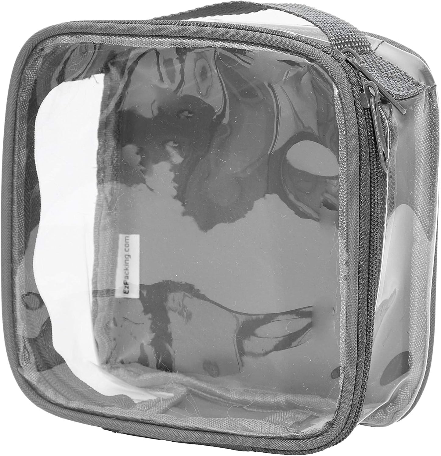 EzPacking Clear TSA Approved 3-1-1 Travel Toiletry Bag for Carry On/Quart Size Transparent Liquids Pouch for Airport Security/Reusable See Through Vinyl & PVC Plastic Organizer Men Women (Gray)