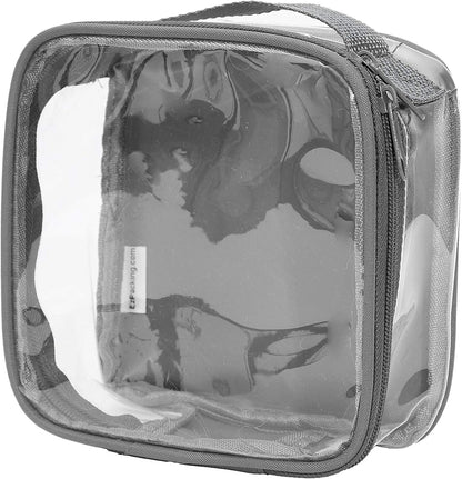 EzPacking Clear TSA Approved 3-1-1 Travel Toiletry Bag for Carry On/Quart Size Transparent Liquids Pouch for Airport Security/Reusable See Through Vinyl & PVC Plastic Organizer Men Women (Gray)
