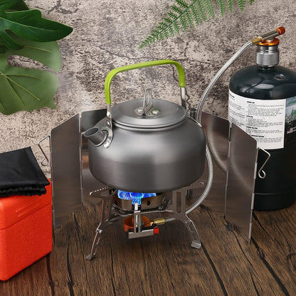 Odoland 3500W/6800W Windproof Camp Stove Camping Gas Stove with Windscreen, Fuel Canister Adapter, Piezo Ignition for Outdoor Backpacking Hiking and Picnic