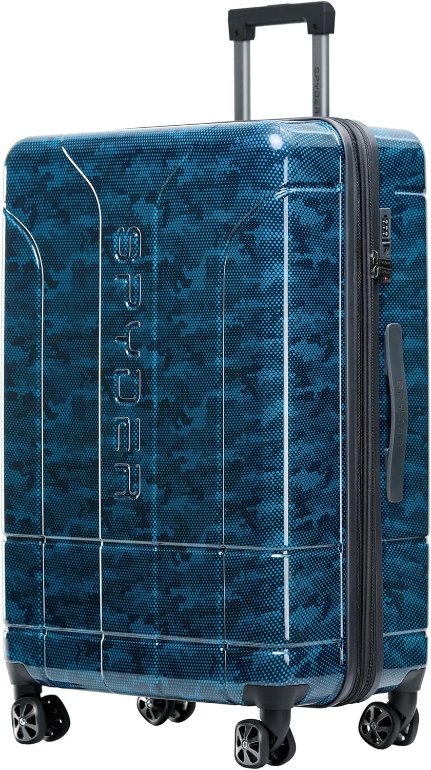 Spyder Matrix 29 Inch Large Checked Luggage Expandable Hardside Upright Suitcase with 360° Spinner Wheels, TSA Approved Lock, Blue