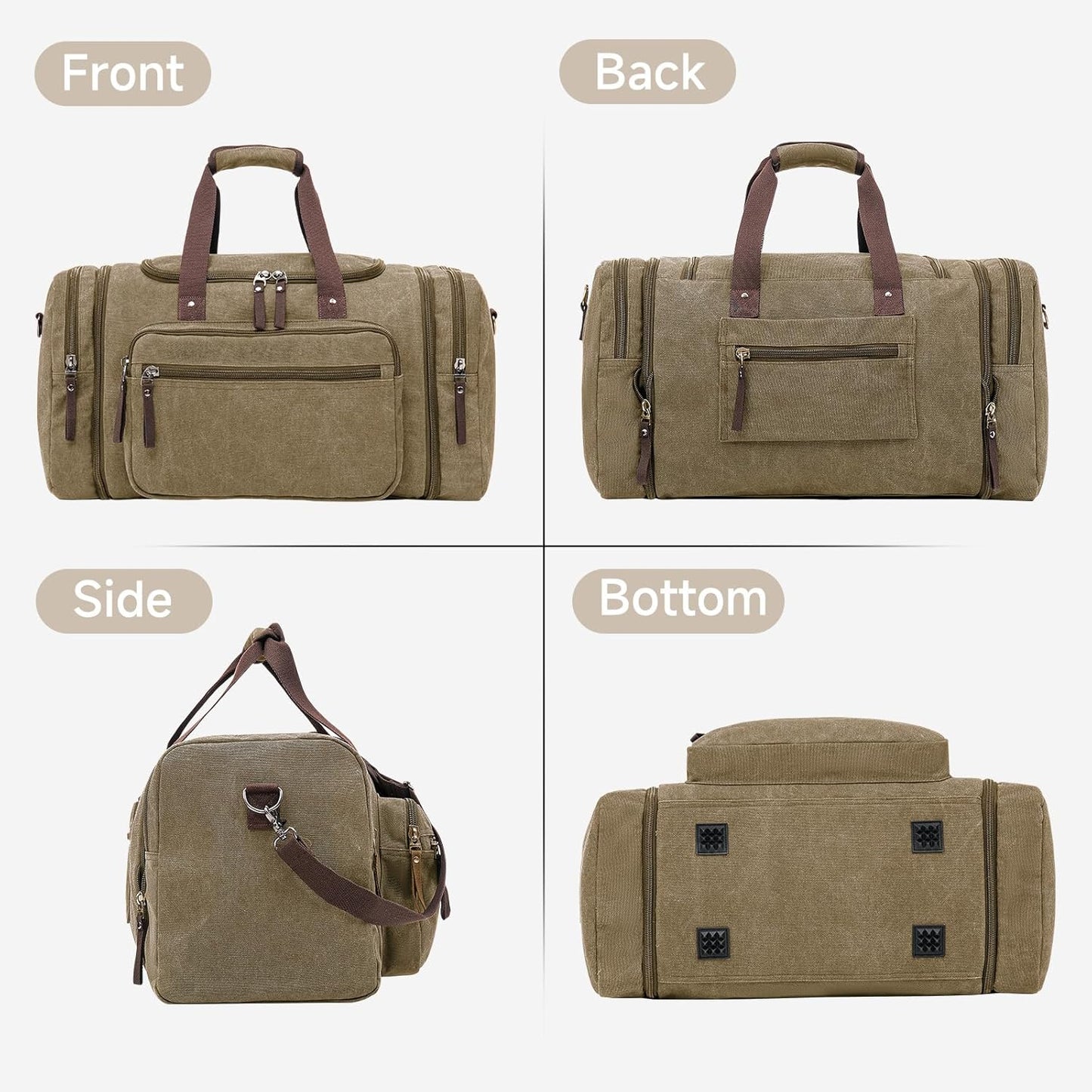 Canvas Expandable Duffle Bag for Men Traveling, Luggage Travel Bag Weekender Overnight Bag,Mens Gym Carry on Duffel Bags