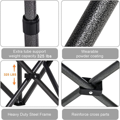 Mesh Folding Camping Chairs for Adults, Oversized Portable Outdoor Chairs, Weight Capacity 325 lbs with Cup Holder, Storage Pocket, Carry Bag