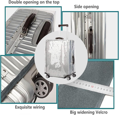 0.4mm Thick Transparent PVC Luggage Protector Cover Set, Waterproof TSA Approved Luggage Covers for Suitcase, Clear Suitcase Covers for 19-29 Inch Spinner Luggage