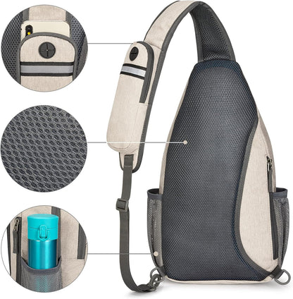 G4Free Sling Bag RFID Blocking Sling Backpack Crossbody Chest Bag Daypack for Hiking Travel(Ivory)
