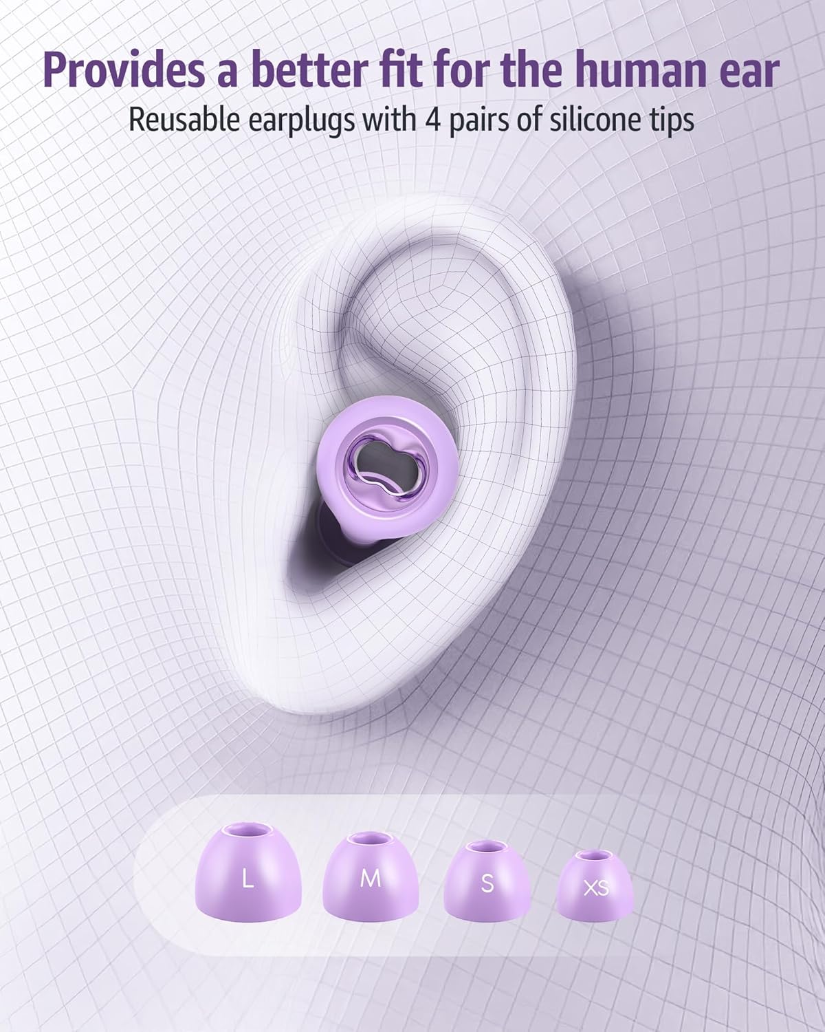 Ear Plugs for Sleeping Noise Cancelling: 45db Ultra-Comfy Reusable Noise-Reducing Earplugs for Concerts/Shooting/Travel/Snoring-Silicone Hearing Protection Earbuds with 8 Eartips