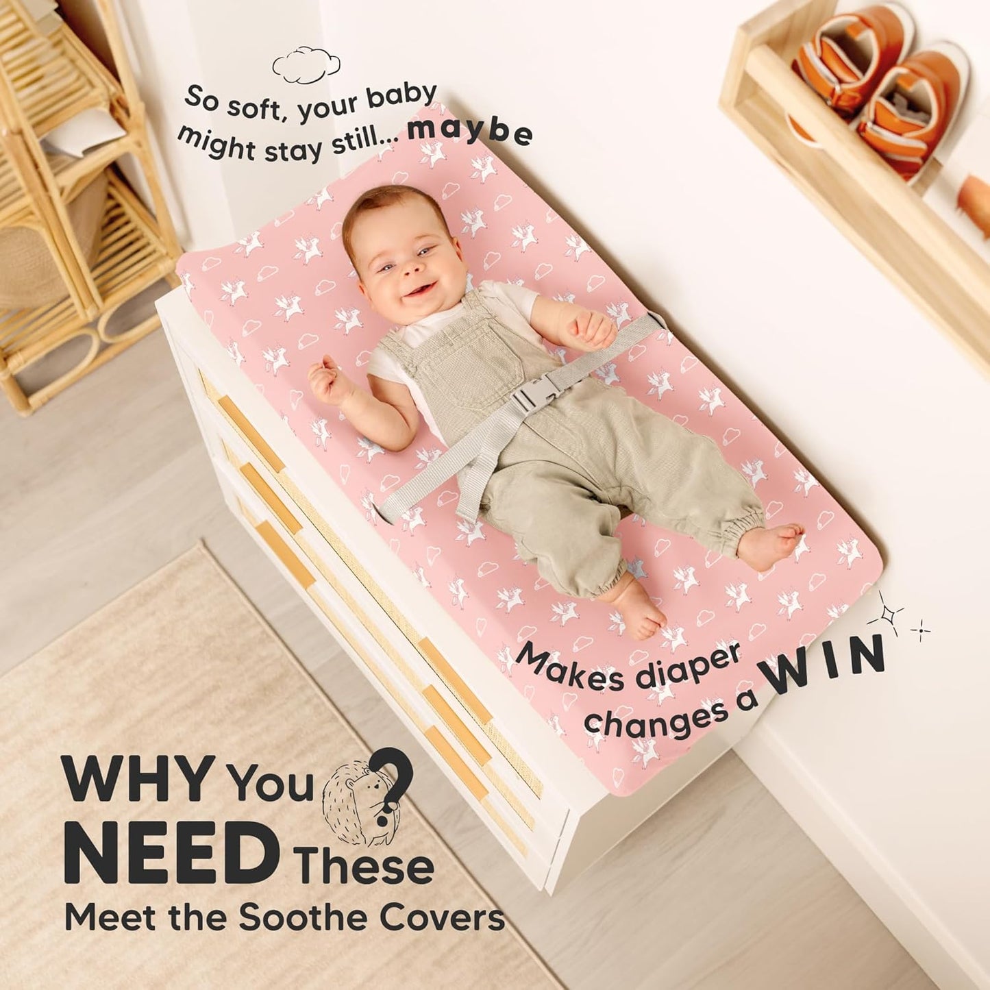 2-Pack Organic Changing Pad Covers for Girl, Boy, Neutral - 100% Cotton Changing Table Pad Cover, Soft Baby Nursery Diaper Changing Pad Sheets,Contour Changing Pads Liners,Change Pad Cover (Dreamland)