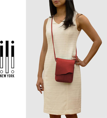 ili New York Leather Mini Sac Crossbody - Genuine Leather Crossbody Bags for Women with RFID Blocking, Adjustable Strap