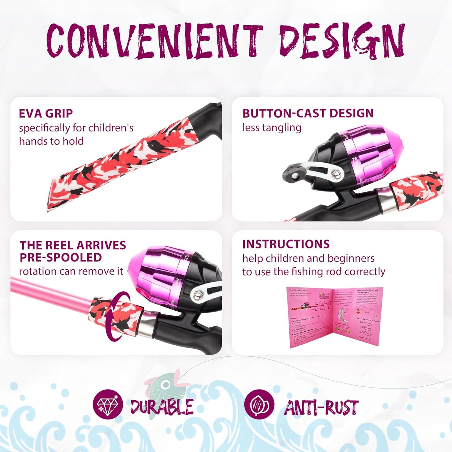 Kids Fishing Pole, Portable Telescopic Kids Fishing Poles for Boys and Girls, Fishing Rod and Reel Combo Kit with Tackle Box, and Fishing Net, Best Fishing Pole for Toddler Youth