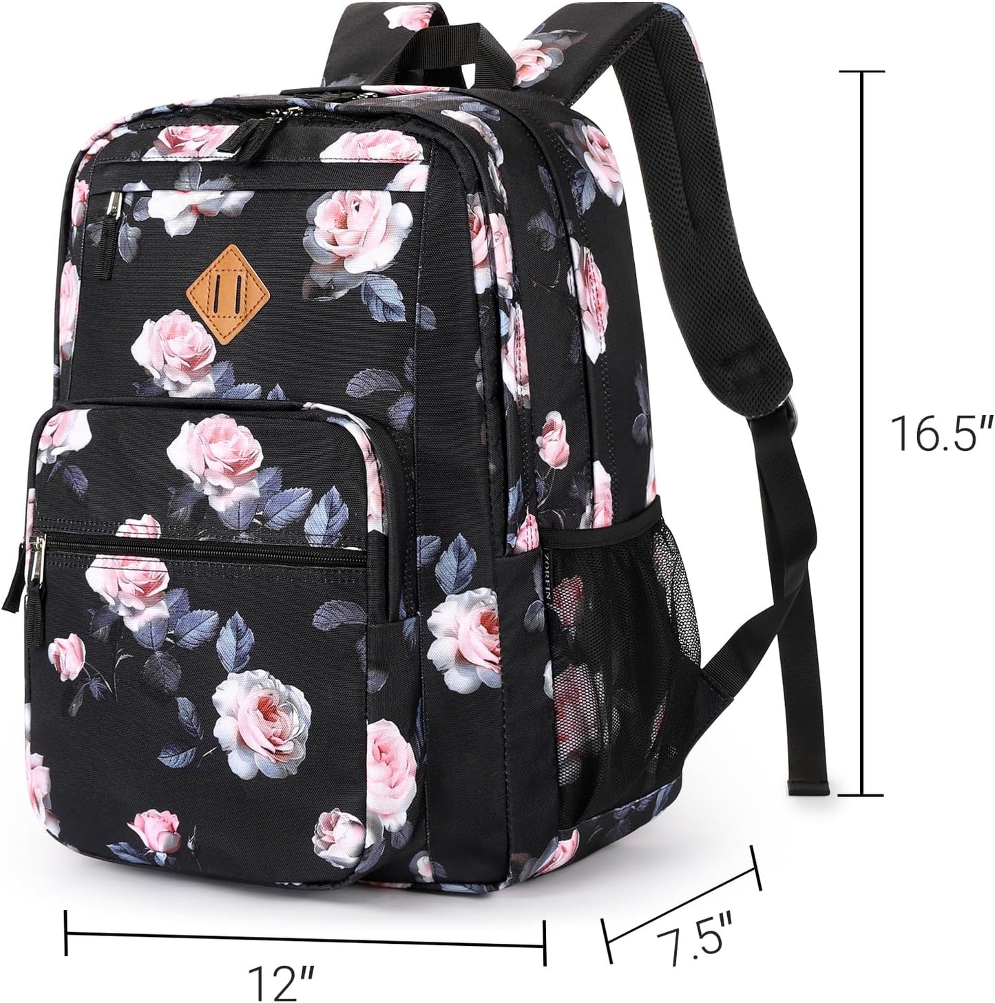 ZORFIN 26L Backpack for College, and Travel: Water Resistant Bookbag - Rose Black