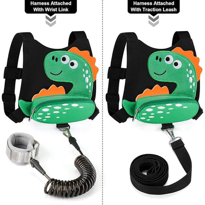 Accmor Toddler Harness Leash + Anti Lost Wrist Link, Cute Dinosaur Kids Leash - Image 3