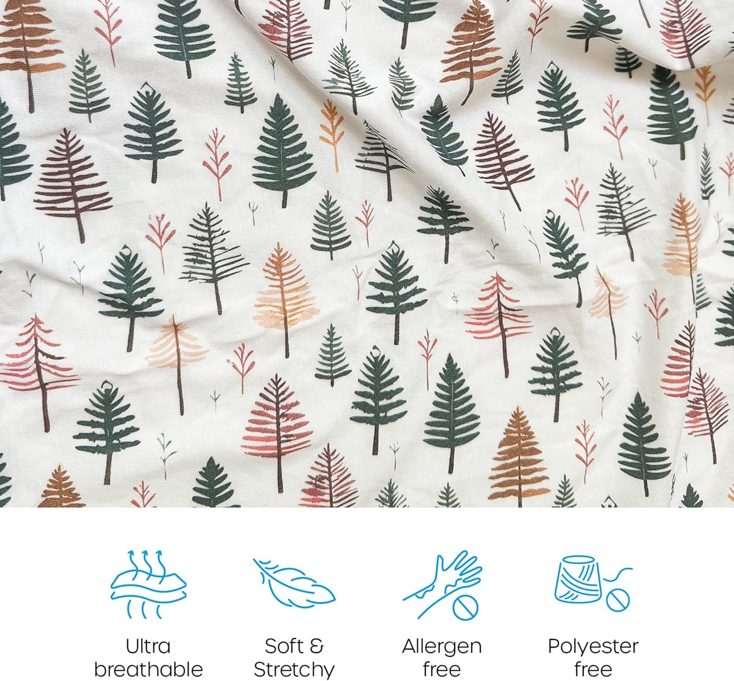 Quiggly Bassinet Sheets for Guava Lotus, 2 Pack Organic Cotton Jersey Knit, Vibrant Forrest Tree Patterns - Fits Travel Crib Mattresses for Boys & Girls (Bassinet, Whispering Woodland)