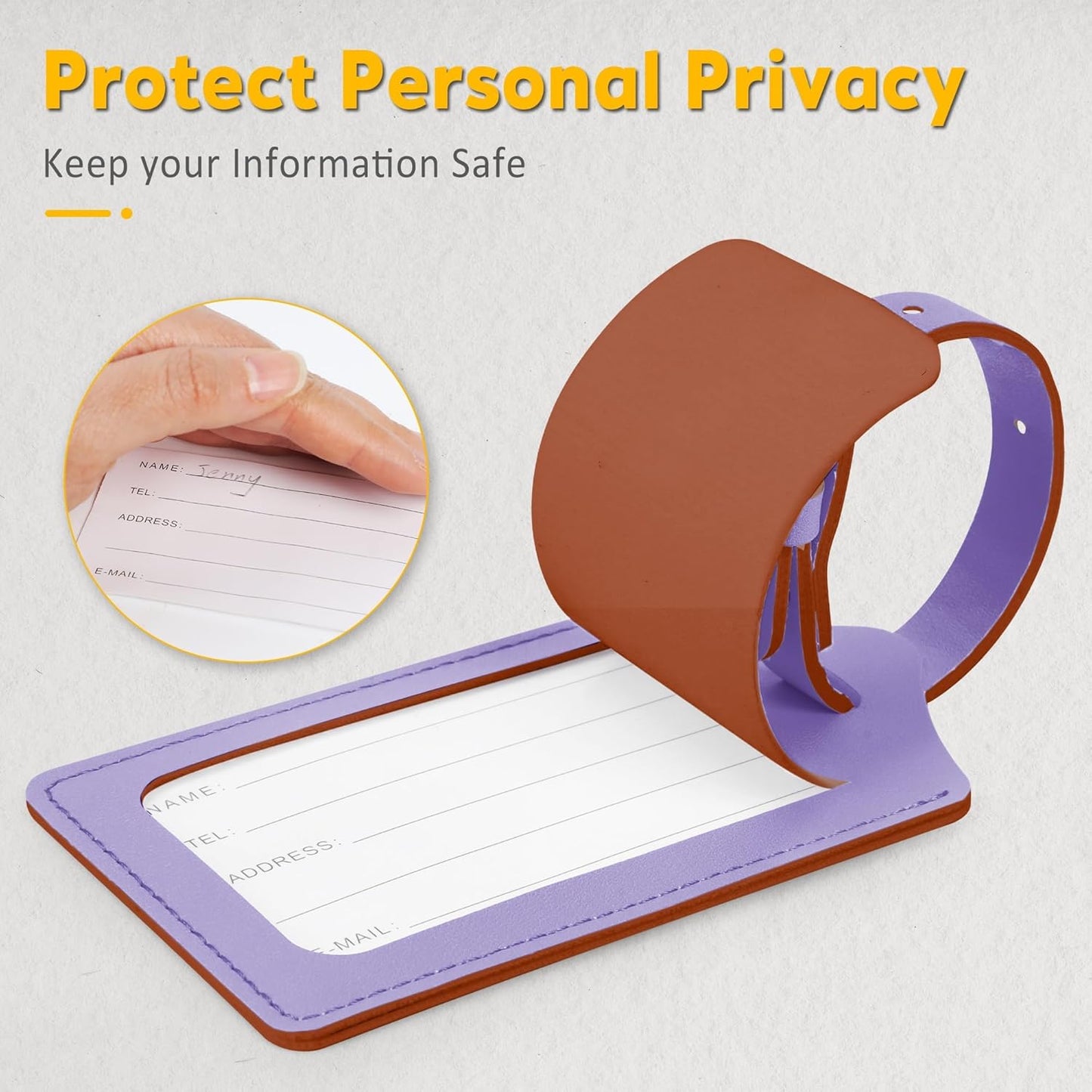 8 Pack Leather Luggage Travel Bag Tags by Travelambo