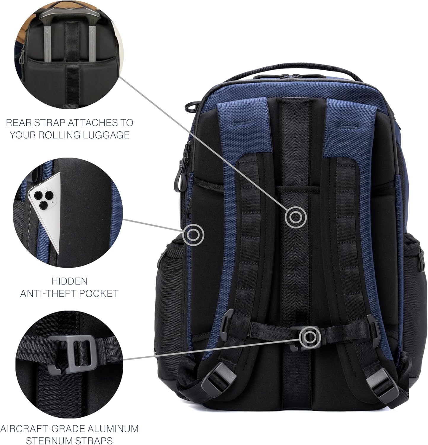 Travelpro Altitude Large Expandable Travel Laptop Backpack 30-36L, 16 Inch Laptop, Water Resistant, Work, Business, Men and Women, Aviator Navy