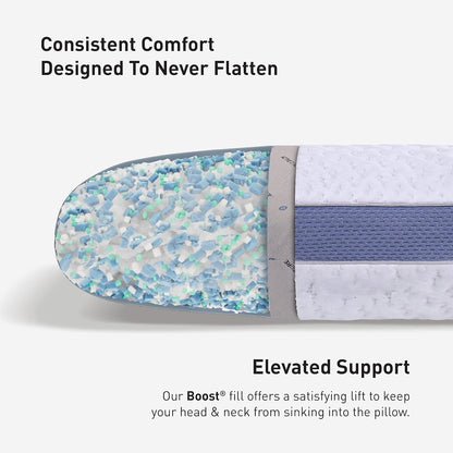 Bedgear Balance Cuddle Curve Performance Pillow - Size 2.0 - Moisture-Wicking Pillow for Side Sleepers - Medium Firmness Bed Pillow- Hypoallergenic, Washable Removable Cover - 20" W x 26" L x 5.75" H