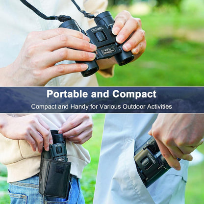 USCAMEL Binoculars for Adults and Kids 8×21 High Powered Compact Binoculars BAK4 Prism Easy Focus - for Bird Watching, Outdoor Use, Hunting, Travel (Black)