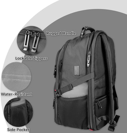 Extra Large Laptop Backpack for Men, Travel Backpack,Big Backpack, 50L Water Resistant School Business Work Computer College Heavy Duty Bag with USB Port, Fits 17 Inch Laptop, Grey