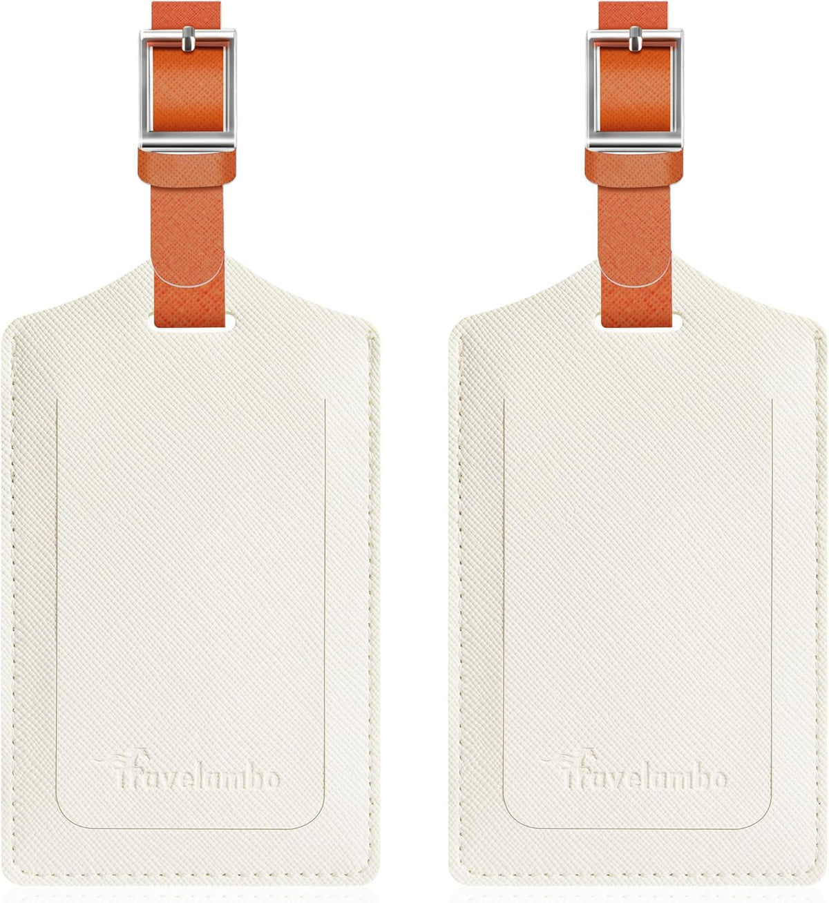 Travelambo Luggage Tags for Suitcases Faux Leather Privacy Protection 2 Pack Bag Tags Travel Accessories Essential, Cross White