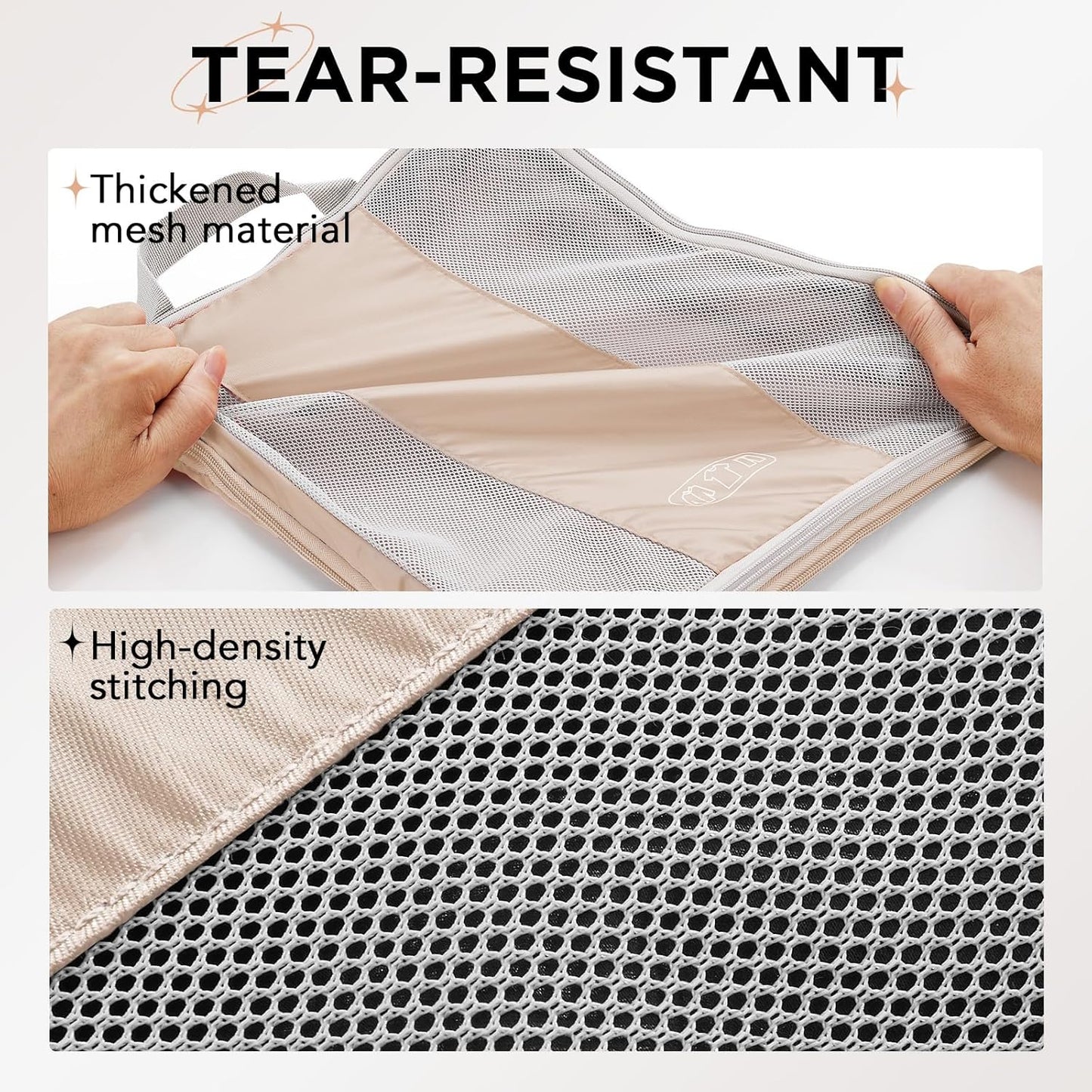 2 Set Compression Packing Cubes for Travel Essentials,Compressible Expandable Packing Cubes for Suitcase,OlarHike Luggage Organizer Bags for Travel,Handy Helper for Organizing Clothes(Beige)