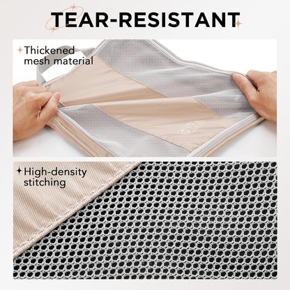 2 Set Compression Packing Cubes for Travel Essentials,Compressible Expandable Packing Cubes for Suitcase,OlarHike Luggage Organizer Bags for Travel,Handy Helper for Organizing Clothes(Beige)