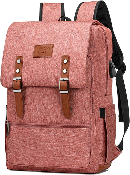 HFSX Vintage Backpack Men Women Business Travel Computer Backpack College Bookbag Stylish Water Resistant Vintage Backpack Fits 15.6 Inch Laptop
