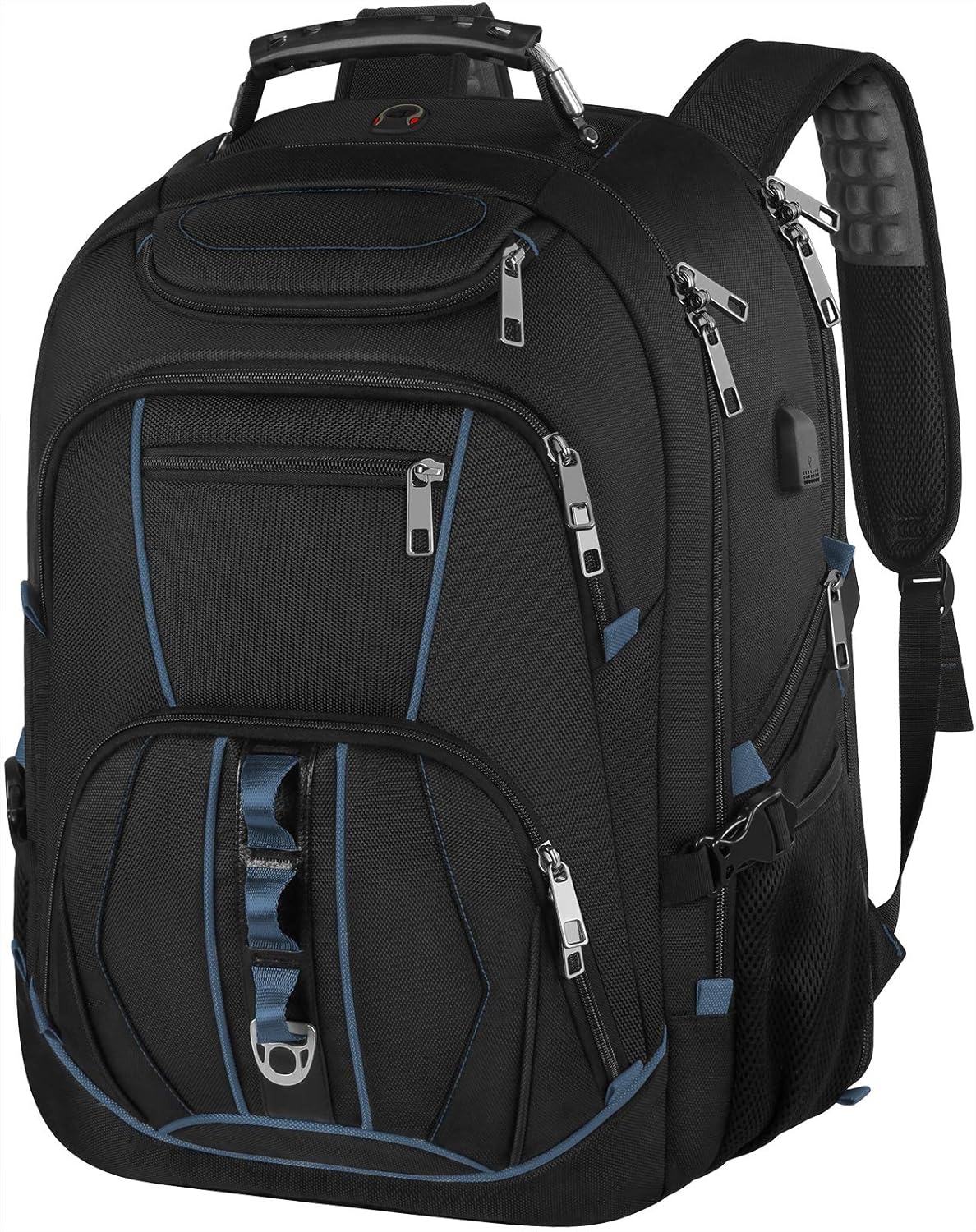 Laptop Backpack, Blue, 55L Capacity, TSA Approved, Multipurpose, Convenient USB Port, Comfortable Back Design, Durable Polyester Fabric