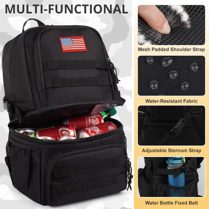 Tactical Double Deck Cooler Backpack for Men,Large Lunch Backpack with 2 Compartment,Soft Cooler Bag