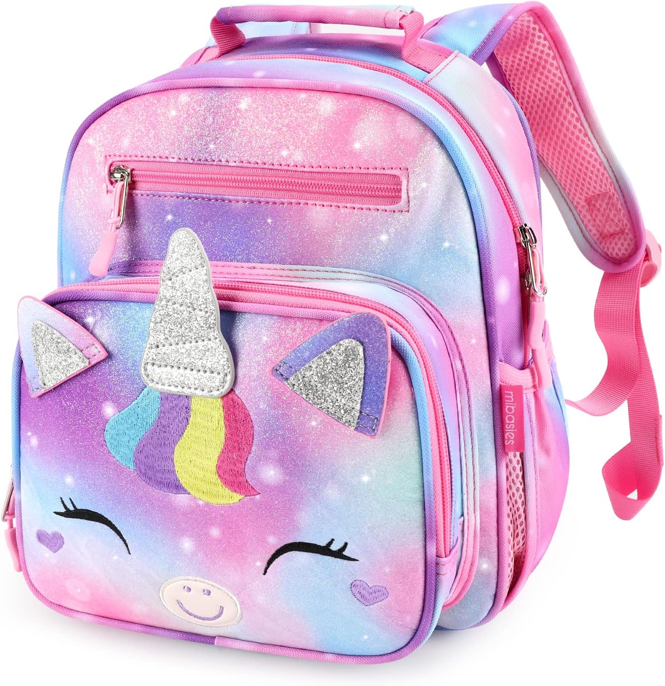 mibasies Toddler Backpack for Girls 2-4: Cute Kids Backpacks for Girls - Preschool Kindergarten Backpack - Unicorn Bangs
