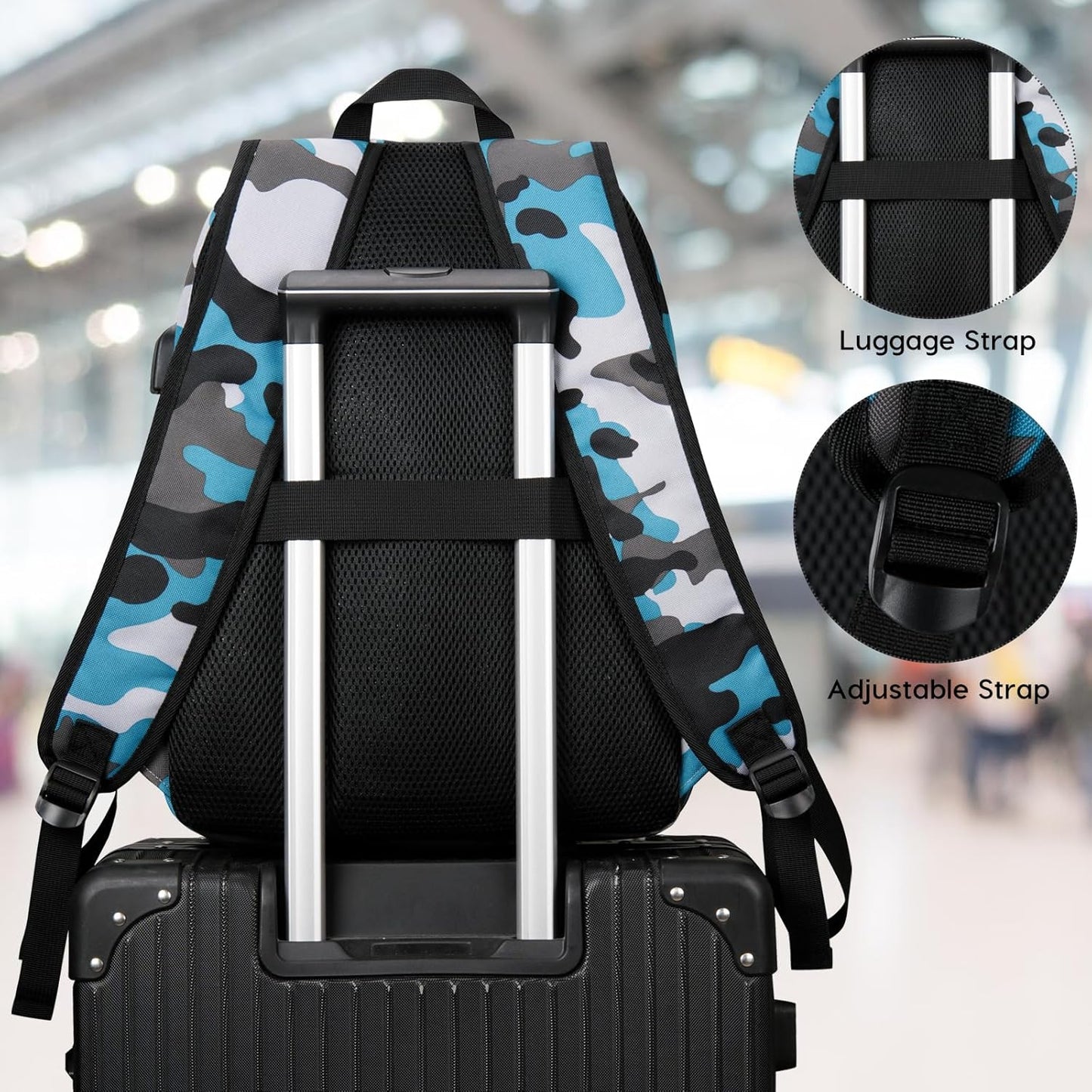 School Backpack,Bookbag Men and Teen Boy Schoolbag with USB Charging Port for High School College