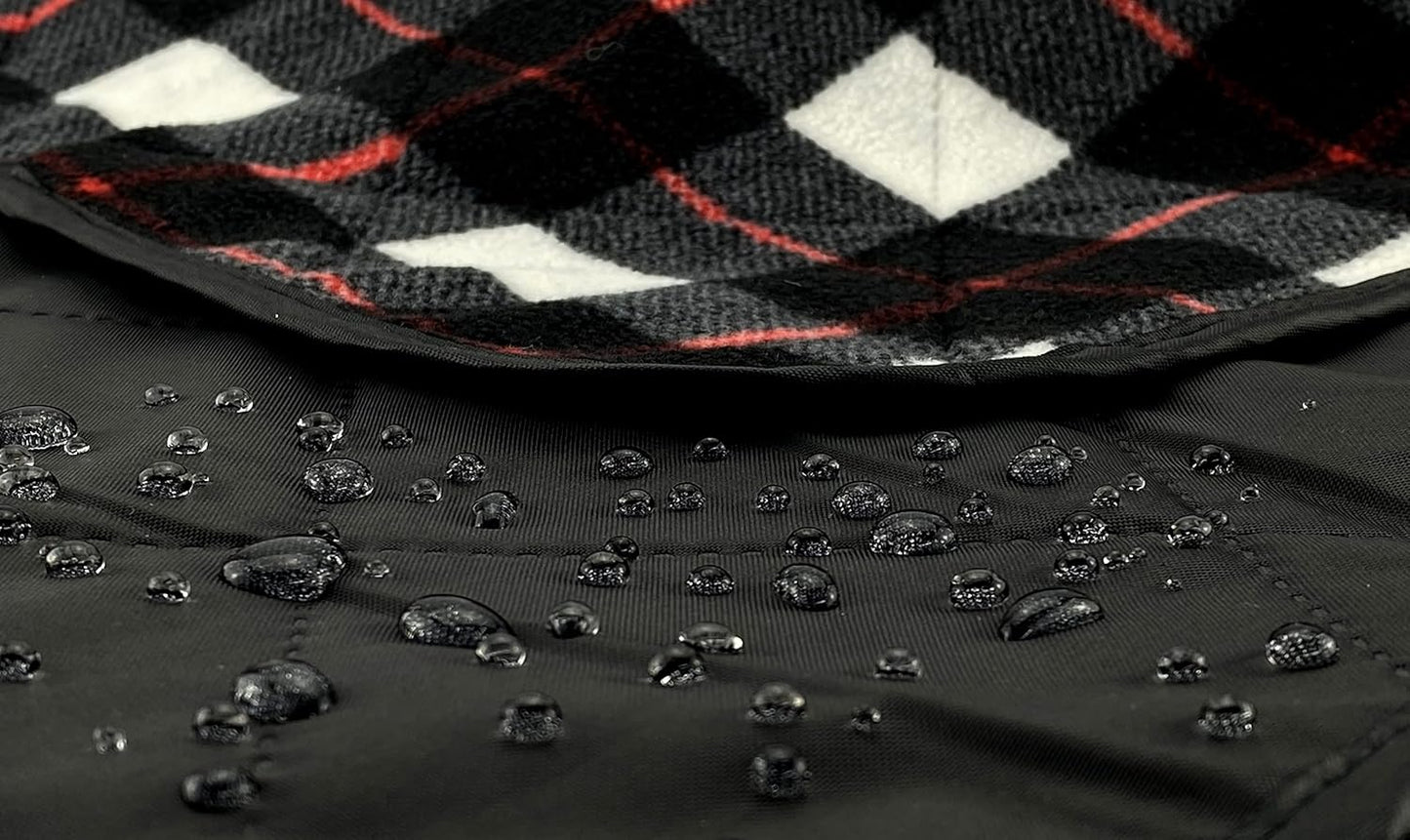 DOWN UNDER OUTDOORS Large Waterproof Windproof Extra Thick 350 GSM Quilted Fleece, or Sherpa Stadium Blanket