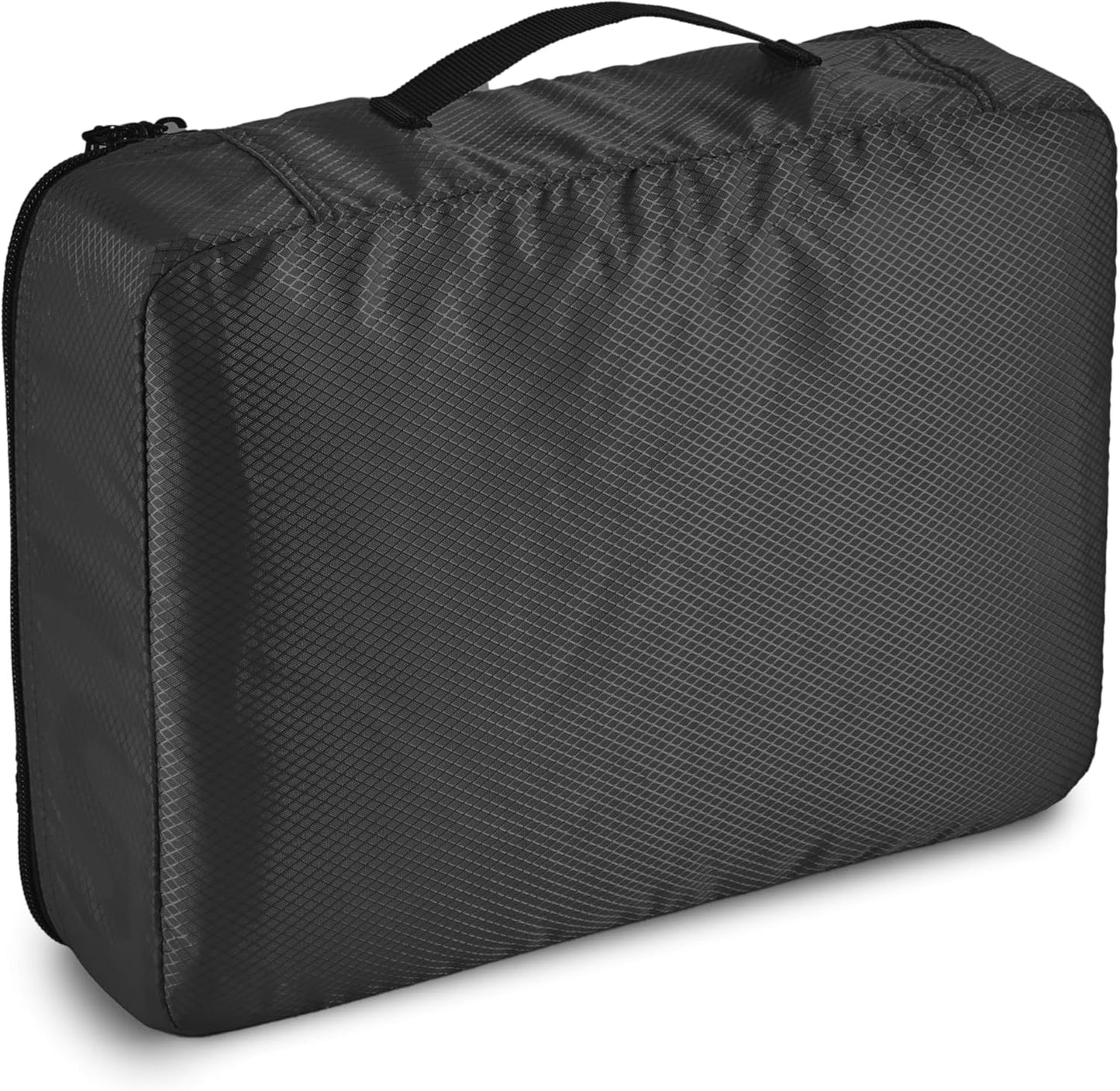 Amazon Basics Lightweight Packing Cubes Travel Organizer Set with Double Zipper, Mesh Top, Durable Polyester, Medium, 4 Piece, Black