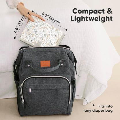 KeaBabies Portable Diaper Changing Pad, Easy Wipe Clean - Foldable Waterproof Baby Changing Mat for Diaper Bag, Compact, Lightweight, 25x13 Baby Changer Travel Essential, Machine Washable (Prairie)