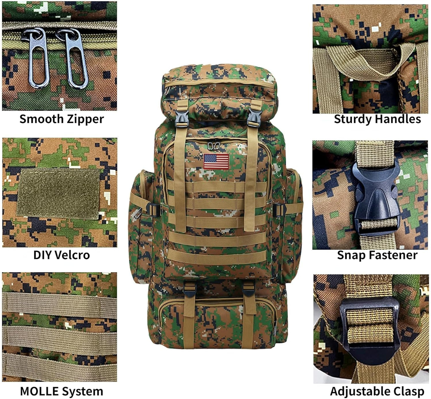 80L 2Pcs Hiking Backpack for Men with Sling Tactical Backpack - Rucksack Molle Military Tactical Waterproof Lightweight Camping Backpack 3 Day Assault Pack for Travel, Climbing, Backpacking