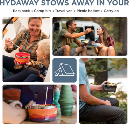 HYDAWAY 1-Quart Collapsible Insulated Bowl with Lid - BPA-Free, Leak-Resistant, Space-Saving Camp Bowl - Ideal for Hiking, Travel & Outdoor Meals