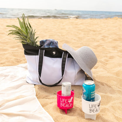 geckobrands Oversized Beach Tote – Large and Stylish Beach Bag with 4 Exterior Pockets and Zippered Internal Compartment