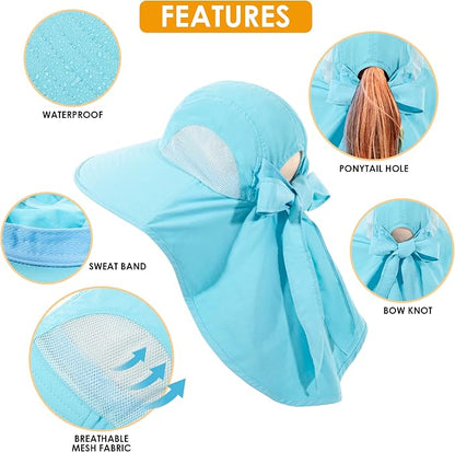 Womens Sun Hat UV Protection, Foldable Waterproof Wide Brim Bucket Hats - Image 6