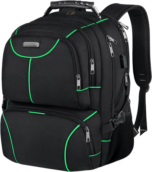 VECKUSON Laptop Backpack, 15.6 Inches, Green, Unisex, Waterproof, USB Charging Port, Insulated, TSA Approved, Anti-Theft, Durable Polyester Nylon Fabric