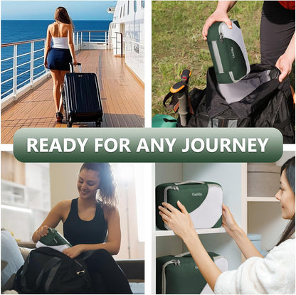 8 Set Packing Cubes for Travel, Gifts for Women Mom,Anti-Tearing Suitcase Organizer for Luggage with Shoe & Hanging Toiletry Bag,OlarHike Vacation Essentials & Accessories for Cruise Ship,Dark Green