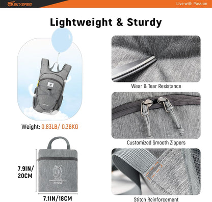 SKYSPER 15L/20L Foldable Hiking Backpack Lightweight Packable Travel Daypack with Chest Strap Small Folding Pack for Walking