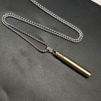 Emergency Survival Whistle Pendant Necklace for Men Women, Titanium Steel Loud Coach Whistle Necklace with Chain, Portable Keychain Whistle for Life Saving, Hiking, Camping and Pet Training