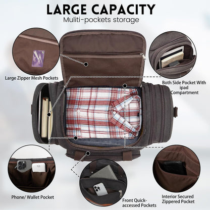 Men'S Duffle Bag For Travel, Expandable Canvas Duffel Bags Overnight Weekend Gym Carry On Luggage Bag For Men(Grey)