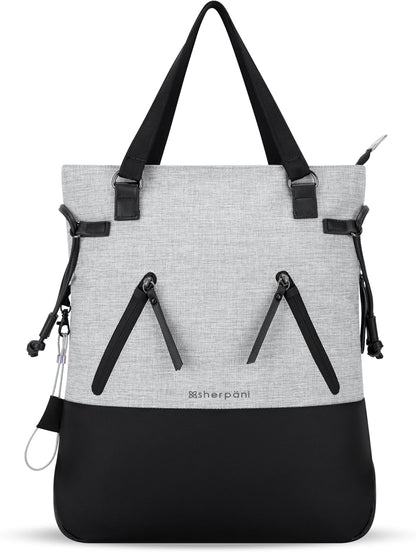 Sherpani Tempest, Anti Theft Convertible Backpack Tote, 14L Travel Backpack, Travel Gifts for Women, Handbags, RFID Protection, Metal Hardware, Fits 15” Laptop (No Sleeve) (Sterling)