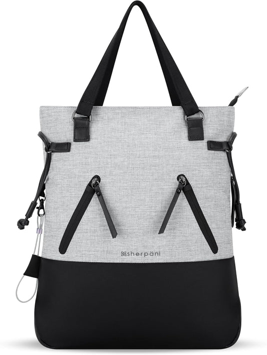 Sherpani Tempest, Anti Theft Convertible Backpack Tote, 14L Travel Backpack, Travel Gifts for Women, Handbags, RFID Protection, Metal Hardware, Fits 15” Laptop (No Sleeve) (Sterling)