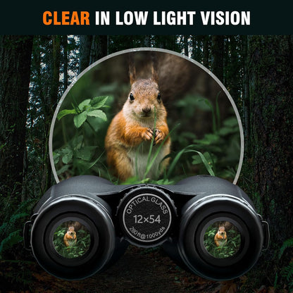 12x54 HD Binoculars for Adults High Powered - Large View BAK4 Prism Binoculars with Clear Low Light Vision - Lightweight Waterproof Binocular for Bird Watching Cruise Travel Hiking Concert Stargazing