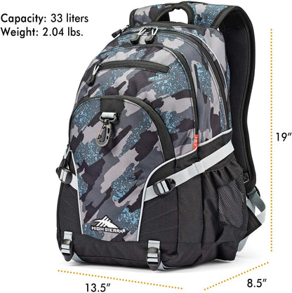High Sierra Loop Backpack, Travel, or Work Bookbag with tablet sleeve, One Size, Graffiti/Black/Ash