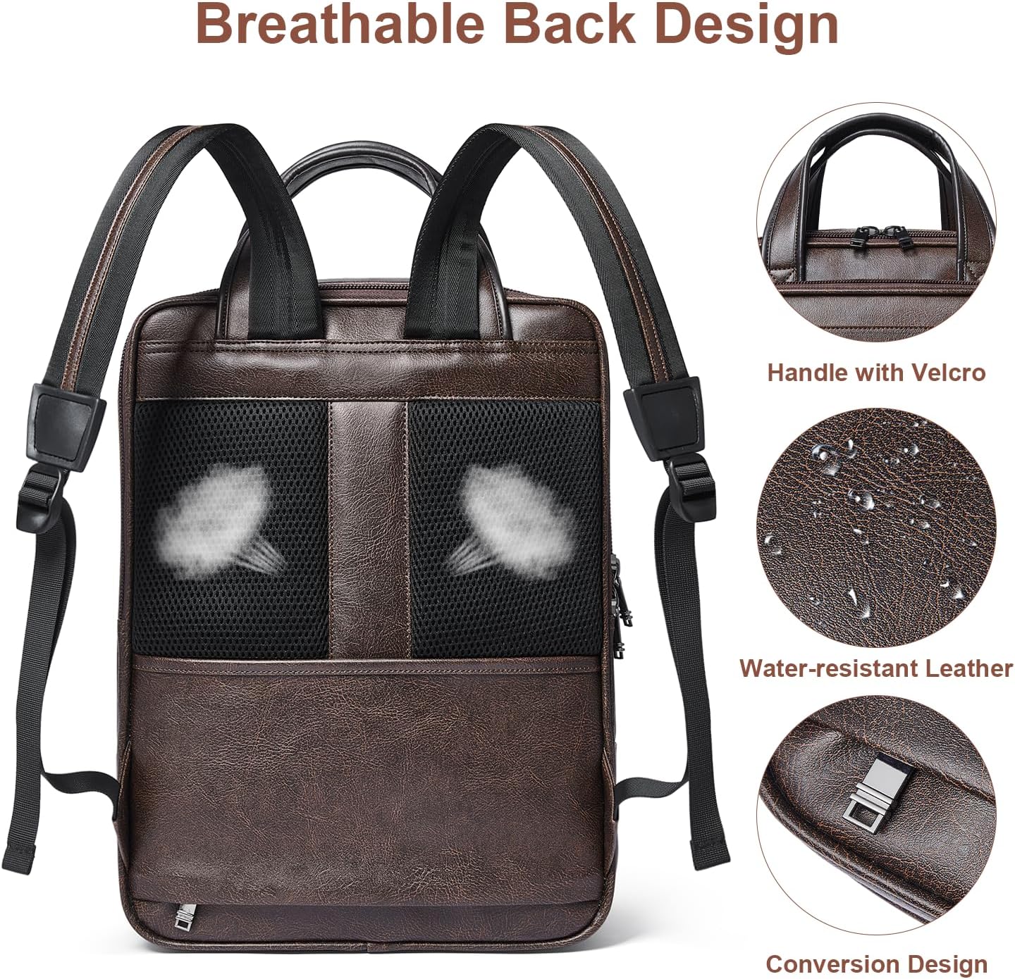 Shrrie 15.6" Laptop Backpack,Business Work Backpack Briefcase,Durable Computer Backpack for Office,Travel,College,Two-toned Coffee