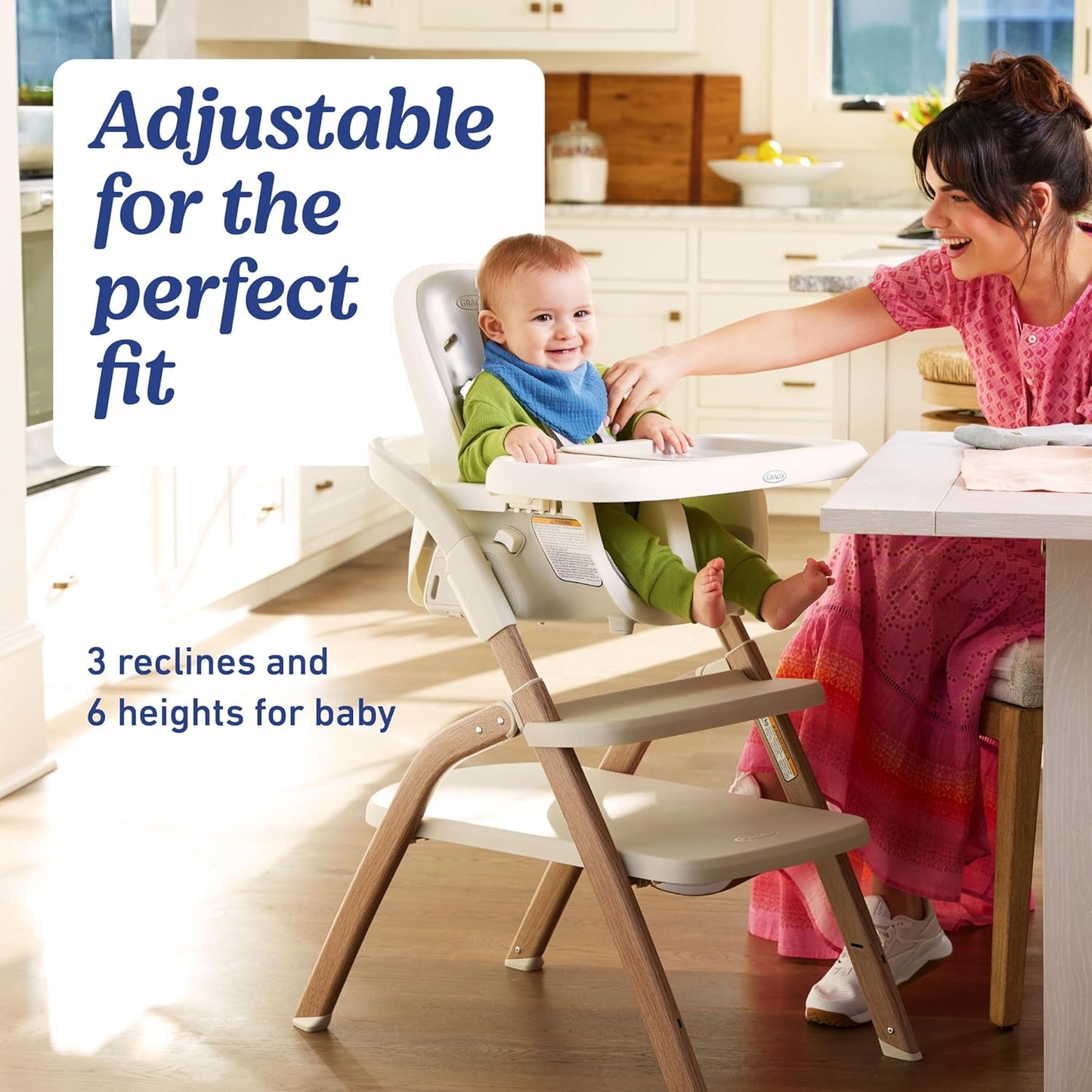 Graco EveryStep 6 in 1 High Chair, Babies and Toddlers Portable Slim High Chair with 6 Growing Stages from Infant to Toddler Seating, Convenient for Dining Time, Featured Design in Misty