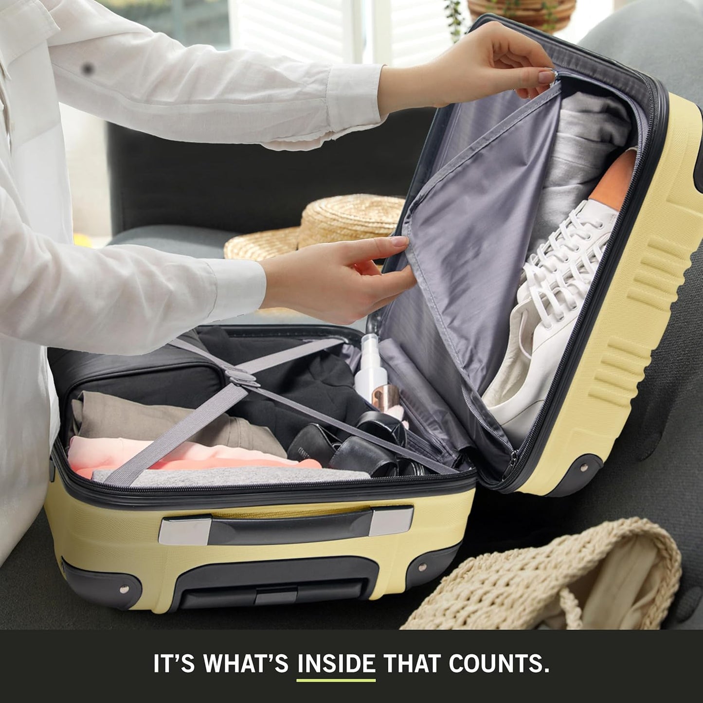 Kenneth Cole REACTION Out of Bounds, Pale Banana, 28-Inch Checked