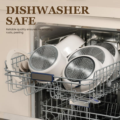 KIKCOIN Ceramic Cookware Set, 22 Pcs Nonstick Pots and Pans Set with Detachable Handles, Non Toxic Kitchen Cooking Set with Removable Handles, Induction/Dishwasher/Oven Safe, Ollas de Cocina