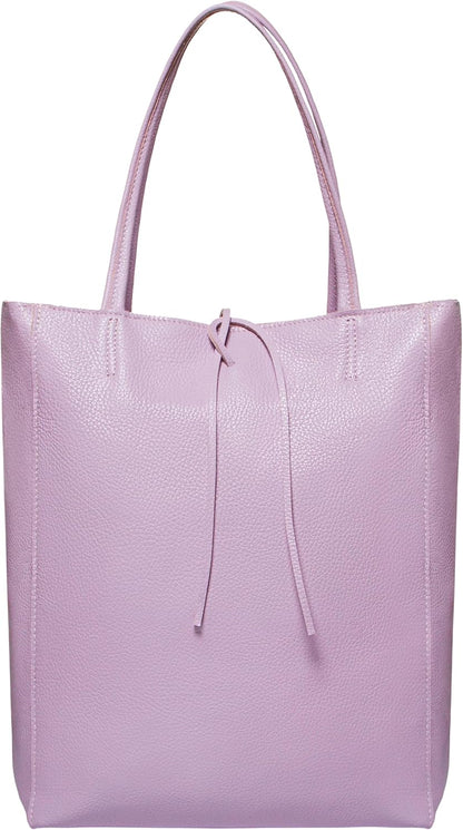 Italian Calf Leather Tote for Women with Zipper, Inner Pocket & Flat Base | Soft Unlined Shopper for Work & Travel